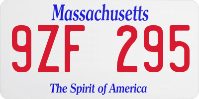 MA license plate 9ZF295