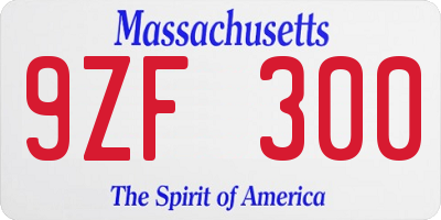 MA license plate 9ZF300