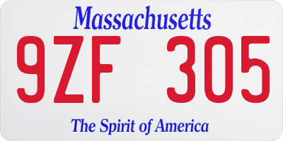 MA license plate 9ZF305