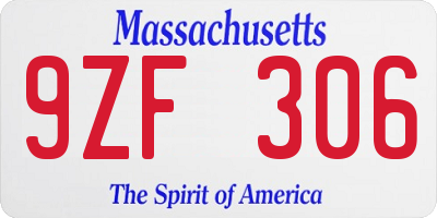 MA license plate 9ZF306