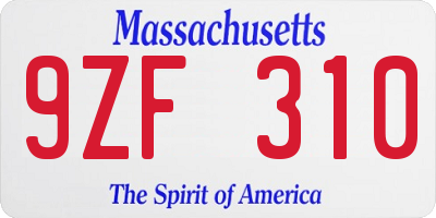 MA license plate 9ZF310