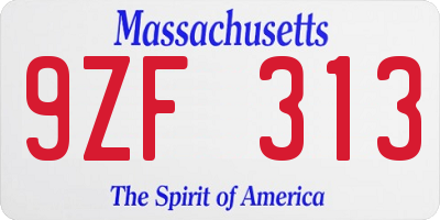 MA license plate 9ZF313