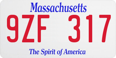 MA license plate 9ZF317