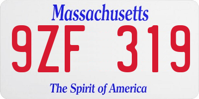 MA license plate 9ZF319