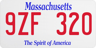 MA license plate 9ZF320