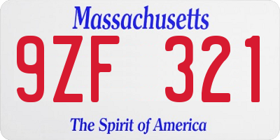 MA license plate 9ZF321