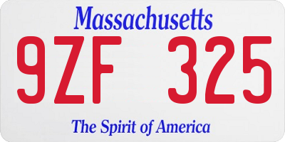 MA license plate 9ZF325