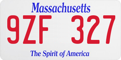 MA license plate 9ZF327
