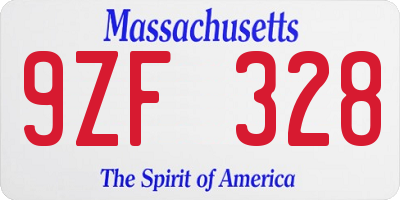 MA license plate 9ZF328