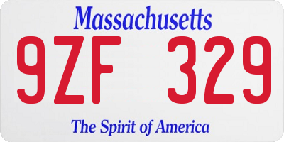 MA license plate 9ZF329