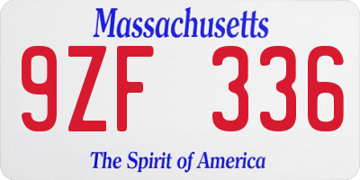 MA license plate 9ZF336