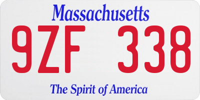 MA license plate 9ZF338