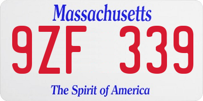 MA license plate 9ZF339