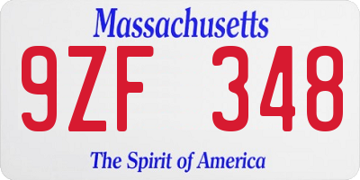 MA license plate 9ZF348