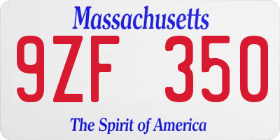 MA license plate 9ZF350