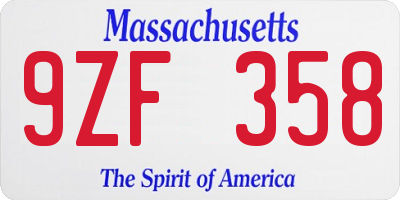 MA license plate 9ZF358