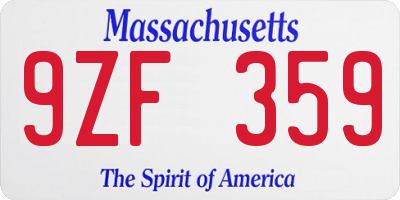 MA license plate 9ZF359