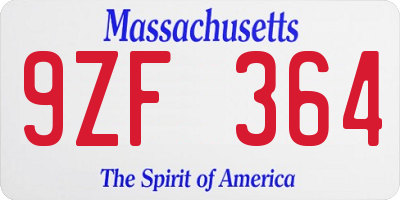 MA license plate 9ZF364