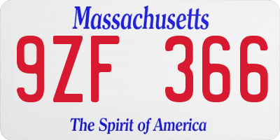 MA license plate 9ZF366