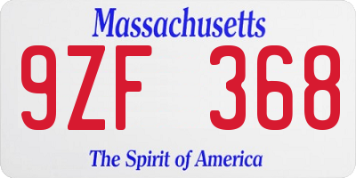 MA license plate 9ZF368