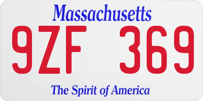 MA license plate 9ZF369