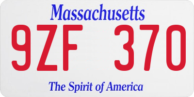 MA license plate 9ZF370