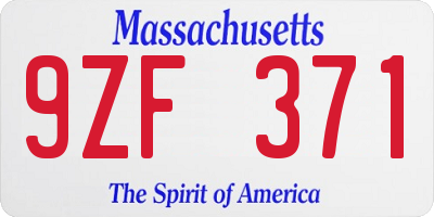 MA license plate 9ZF371