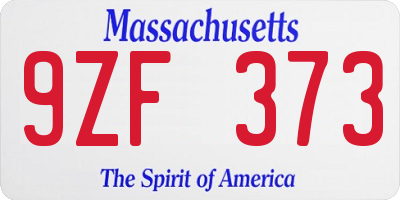 MA license plate 9ZF373