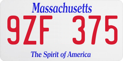 MA license plate 9ZF375