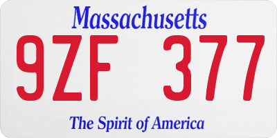 MA license plate 9ZF377