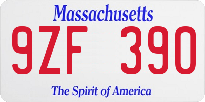 MA license plate 9ZF390