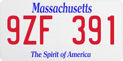 MA license plate 9ZF391