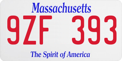 MA license plate 9ZF393