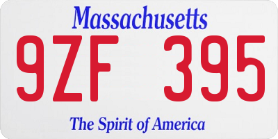 MA license plate 9ZF395