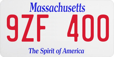 MA license plate 9ZF400