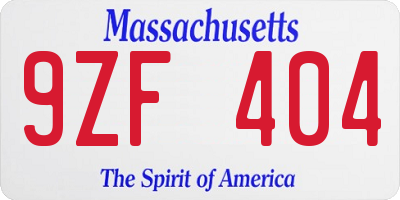 MA license plate 9ZF404