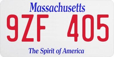 MA license plate 9ZF405