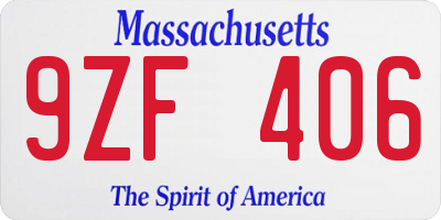 MA license plate 9ZF406