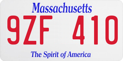 MA license plate 9ZF410