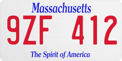 MA license plate 9ZF412