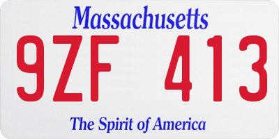 MA license plate 9ZF413