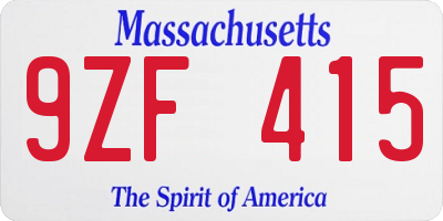 MA license plate 9ZF415