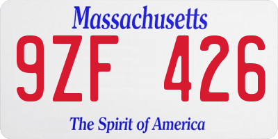 MA license plate 9ZF426