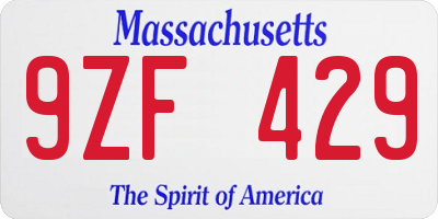 MA license plate 9ZF429