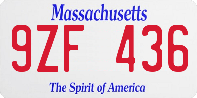 MA license plate 9ZF436