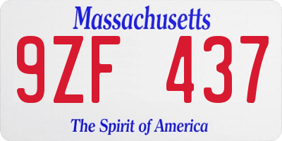 MA license plate 9ZF437