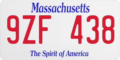 MA license plate 9ZF438