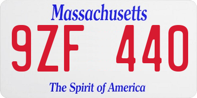 MA license plate 9ZF440