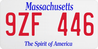 MA license plate 9ZF446