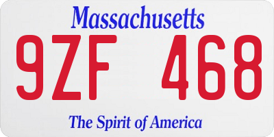 MA license plate 9ZF468